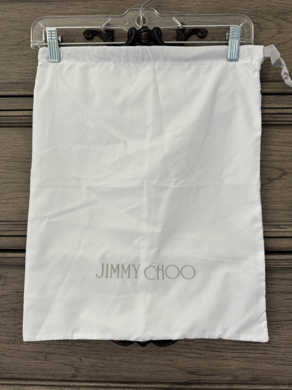 Jimmy Choo White Drawstring Logo Dust Bag